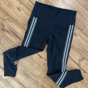 Athleta Stripe Salutation 7/8 Leggings Black Size Small